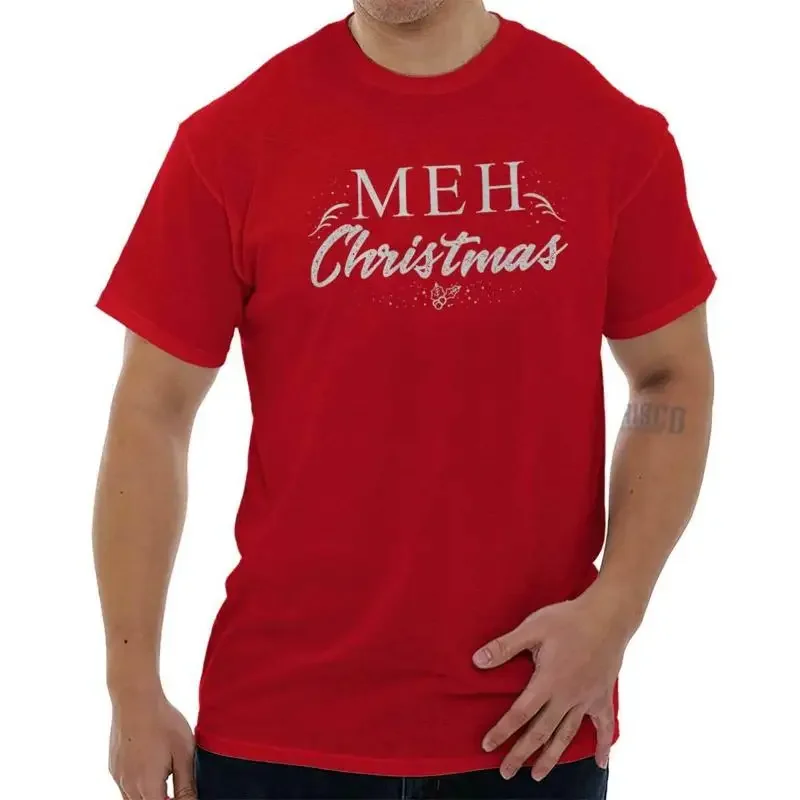 

Funny Xmas Mistletoe Meh Christmas Grouch Womens or Mens Crewneck T Shirt Tee