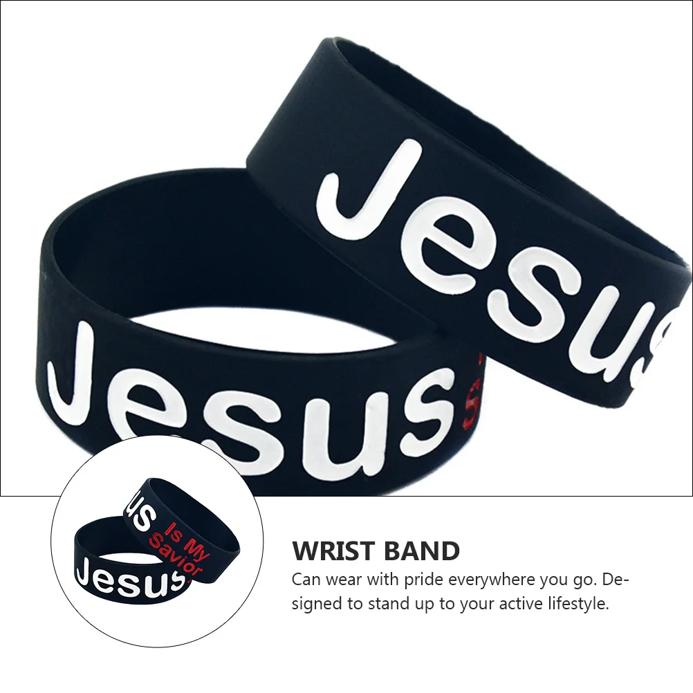 

2pcs Jesus Silicone Bracelets Unisex Wristbands Stylish Letters Wrist Band Design Safe Skin Lightweight Outdoor Fitness
