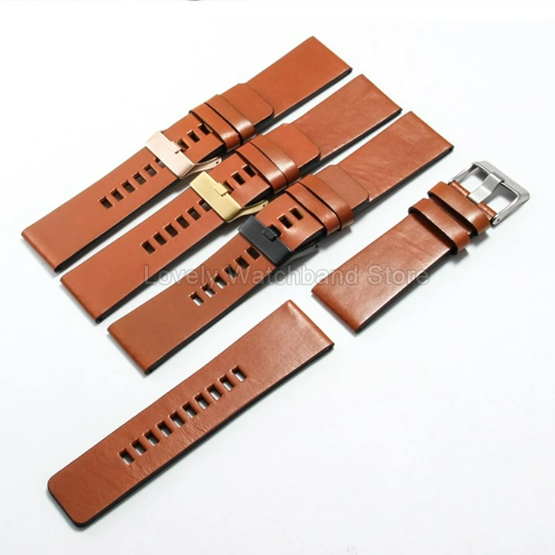 Genuine Leather Watch Accessory Straight Interface for Diesel DZ4323 DZ7417 DZ4482 DZ7257 Lightweight Comfortable-Wearing Strap