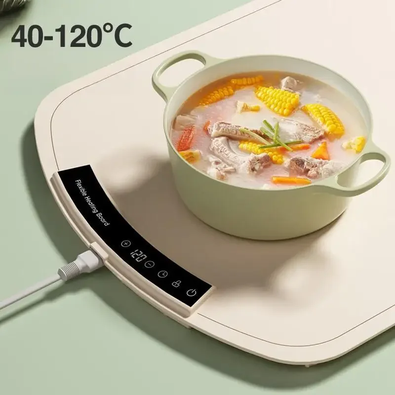 Podgrzewacz do potraw elektryczny FDLAI 60x45cm Soft Roll do przechowywania podgrzewacz do kubków wielofunkcyjny mata na stół grzewczy rozrząd 4h 220V