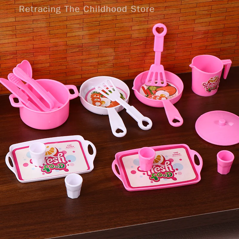 1 ensemble maison de poupée Mini vaisselle ustensiles de cuisine Simulation Pot plateau tasse poupée maison cuisine décoration semblant jouer jouets enfant cadeaux