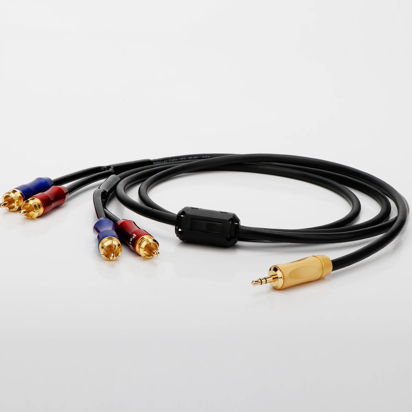 

OFC Copper Shielded aux Input 3.5mm Output Splitter Stereo Audio Cable Out 3.5mm to 4 RCA Male in Dual Speaker Cord 1 in 2 out