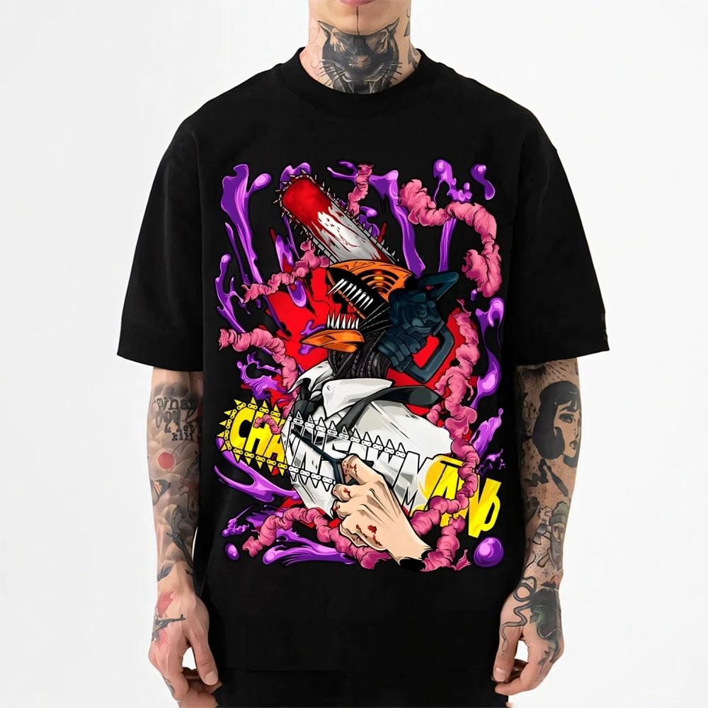 2026 Neues Chainsaw Man Denji Print T-Shirt Kurzarm-T-Shirt Herren- und Damen-T-Shirt Herren-Oberteile Harajuku