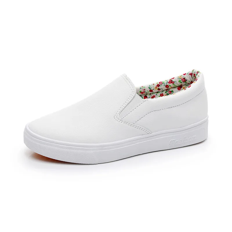 2024 New Spring and Autumn with A Slip-on Leather Lazy Female Students Love Pregnant Women Small White Shoes