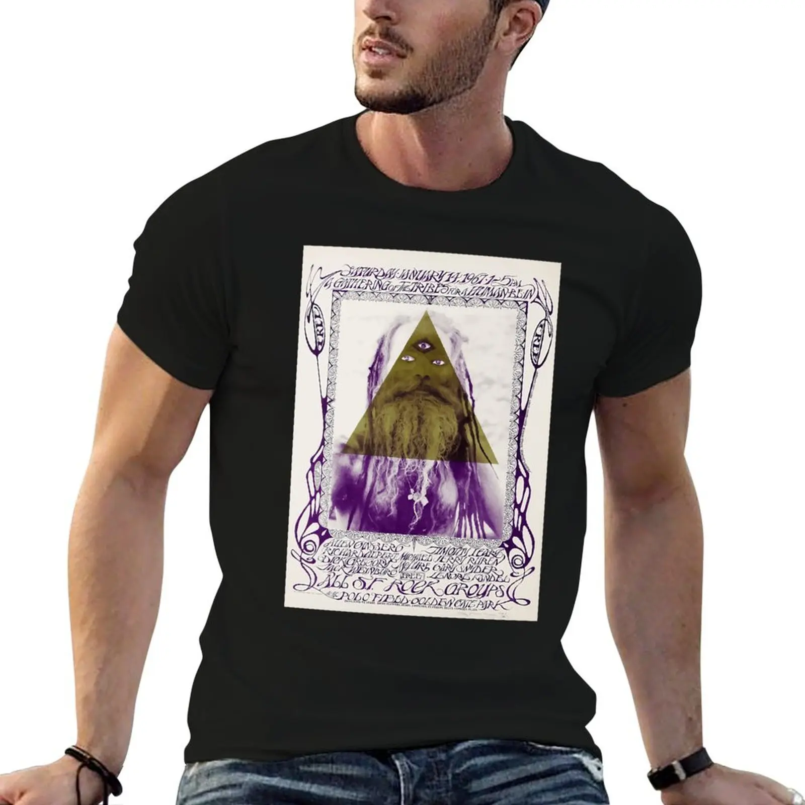 Favorite Allen Ginsberg And Timothy Leary Concert Poster Music Vintage T-Shirt Casual Everyday Wear T-Shirt