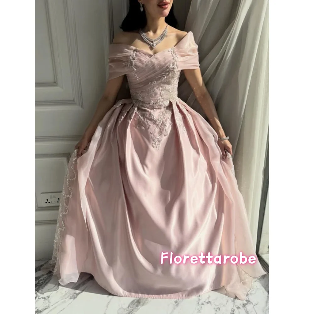Customized Gorgeous Evening Dresses Off the Shoulder Appliques Beaded Sequins A-Line  Floor Length Luxury Prom Dress