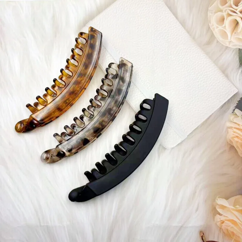 

Новая заколка для волос «банан» с хвостиком, матовый темный цвет, подходит для густых волос, нескользящая заколка для волос, аксессуар для волос