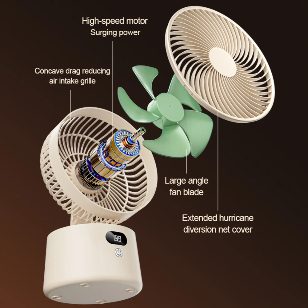 New Powerful USB Desk Fan Charging Home Dormitory Large Wind Desktop Portable Electric Fan 90° Adjustable Settings Rechargeable