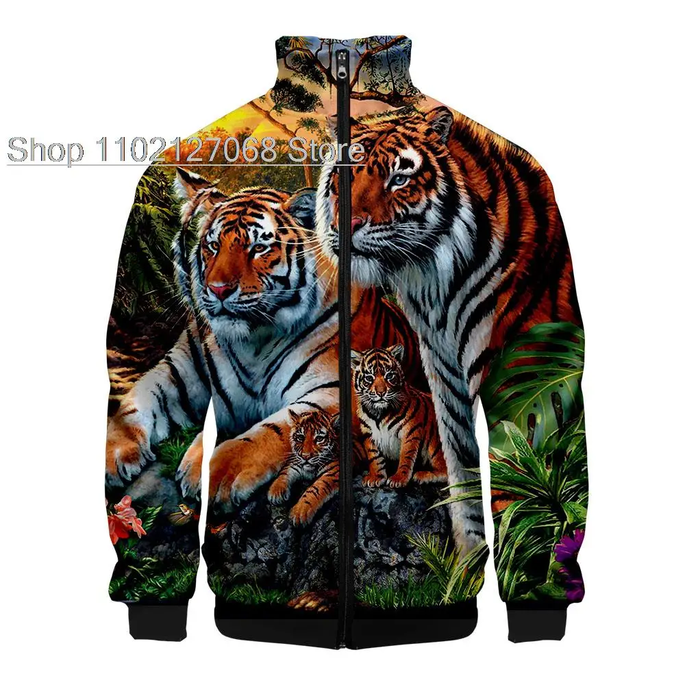 

2023 Newest 3D Printed Tiger Hip Hop Stand Collar Zipper Jacket Women/Men Long Sleeve Jackets Casual Streetwear Animal Clothing