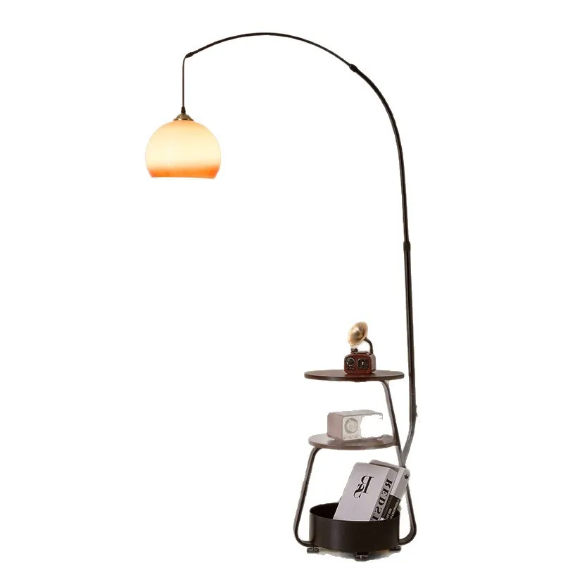 Living room floor lamp, high-end antique solid wood sofa next to study tea machine vertical desk