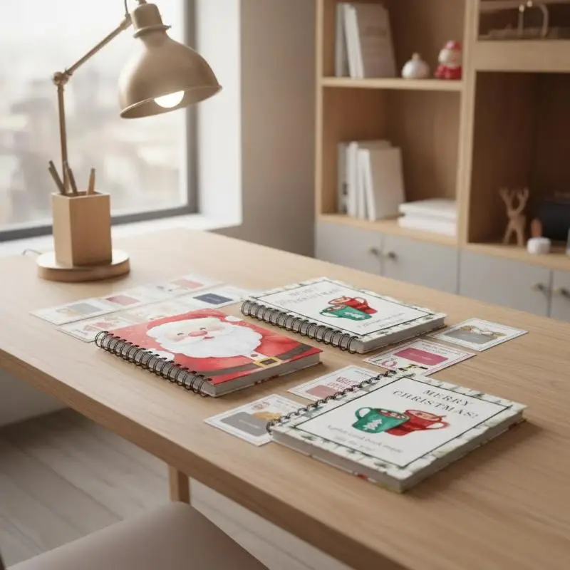 Spiral-Bound Christmas Gift Card Book Tear Resistant Paper Christmas Gift for Teens Daily Collection Storage