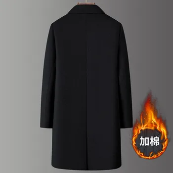 Men's Double-Breasted Wool Coat 2 2024 Winter New Men's Medium to Long Woolen Coat with Thick Velvet and Warm Double breasted Casual Coat 2