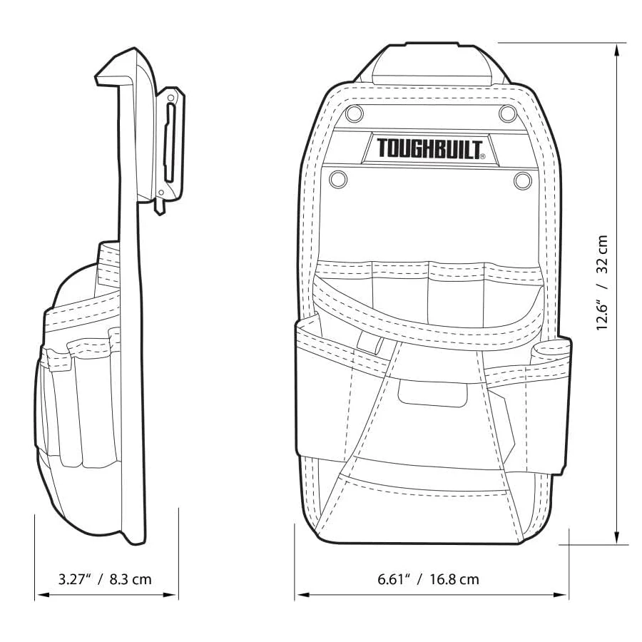 TOUGHBUILT Technician Pouch with 11 Pockets and Loop Adjustable Holster Multi-Tool Holder Accessory ‎TB-CT-22