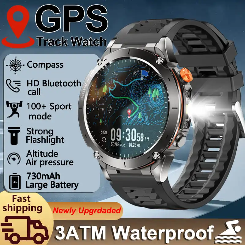 

2025 New For Huawei Ourdoor Sport GPS Smart Watch Men Bluetooth call 3ATM Waterproof 730mAh Battery Compass Fitness Smartwatches