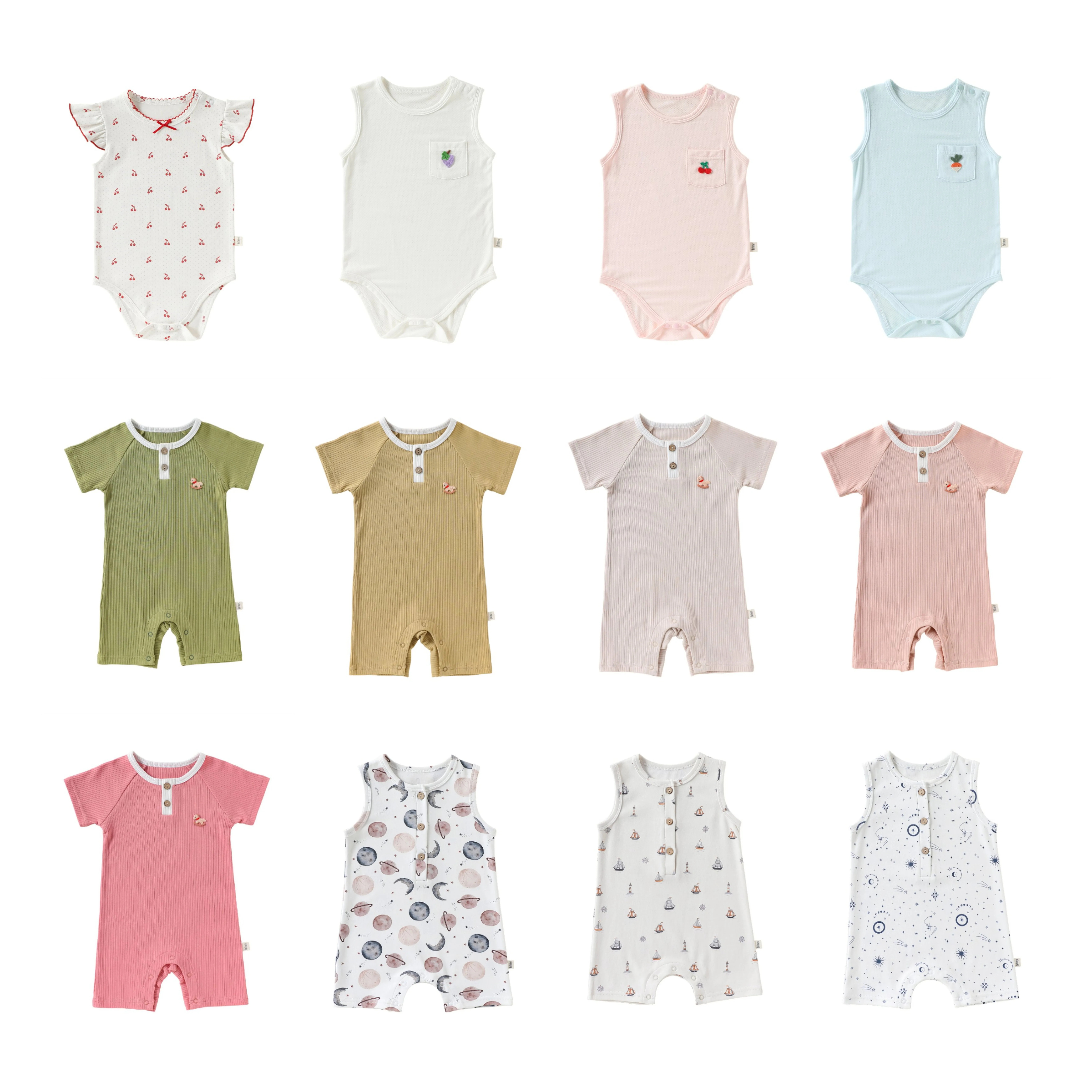 

2026 Infants and Toddlers Fart Clothes Baby Boys and Girls Rompers Climbing Clothes Newborn Vest Summer Romper