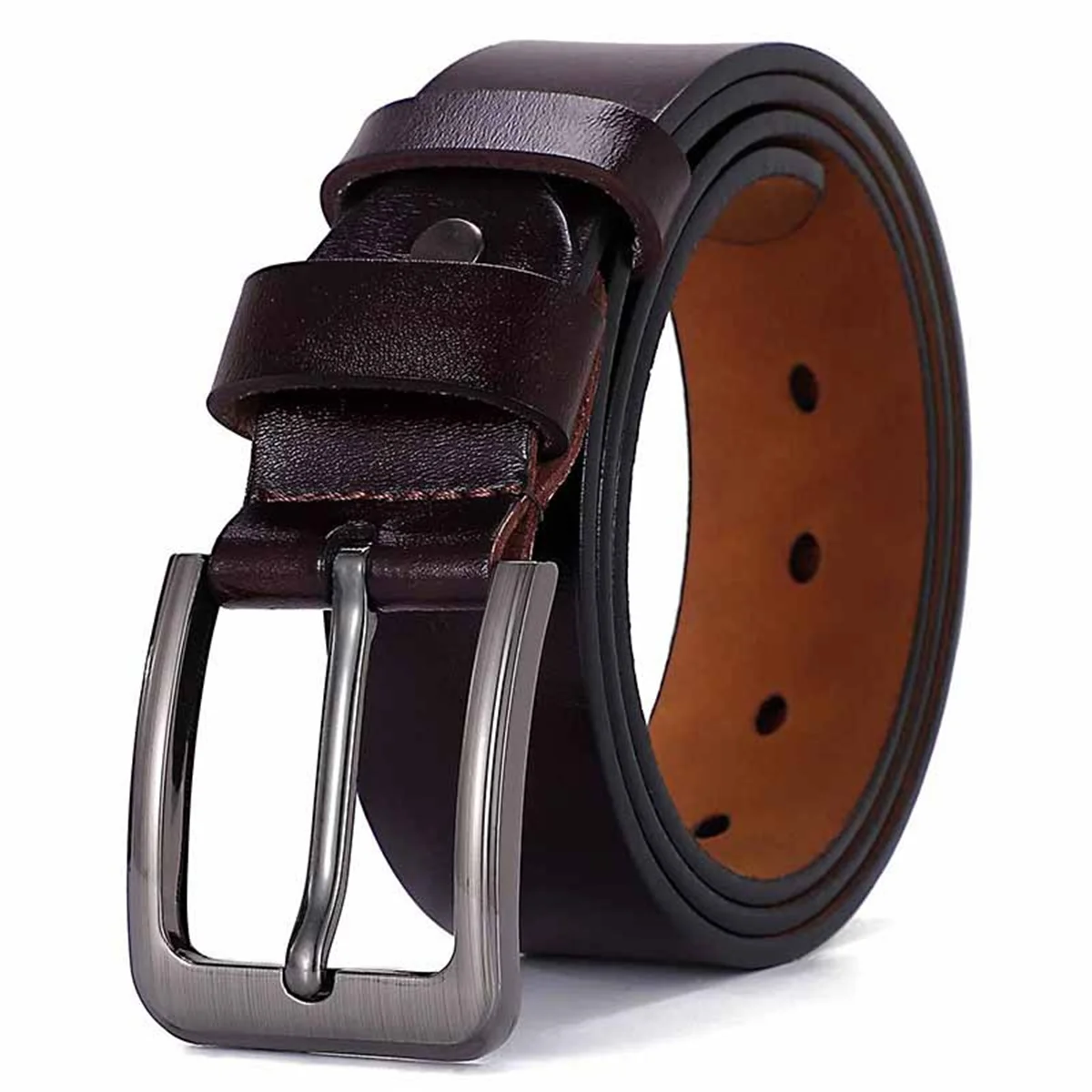 Large buckle alloy needle buckle belt, men's pure cowhide retro denim belt, extended oversized belt