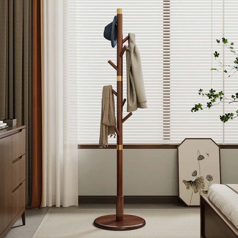 

Light luxury high-end solid wood coat rack floor-to-ceiling bedroom household simple vertical hanger Internet celebrity copper
