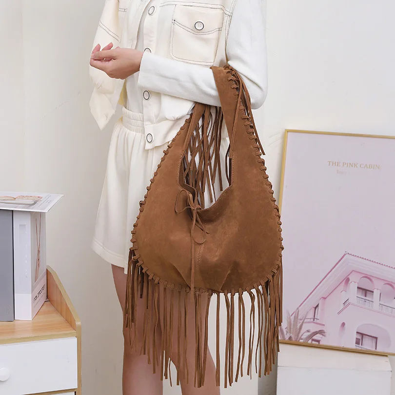 

New Double-Sided Suede Tassel Women's Bag Fashion Dumpling Bag Women's Bag Shoulder Bag