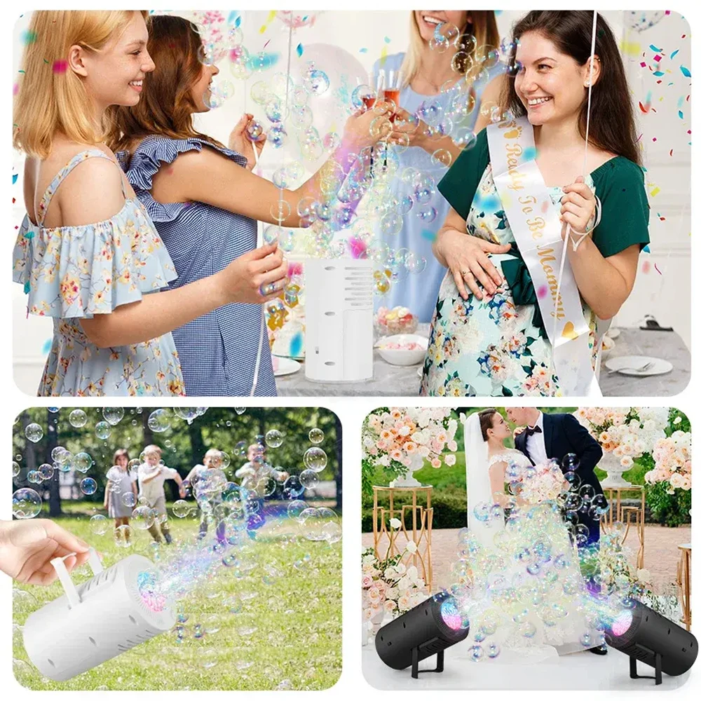 Máquina elétrica portátil de bolhas, cilindro para jogos ao ar livre, pais e filhos, iluminação automática, brinquedos de chão, presentes para crianças
