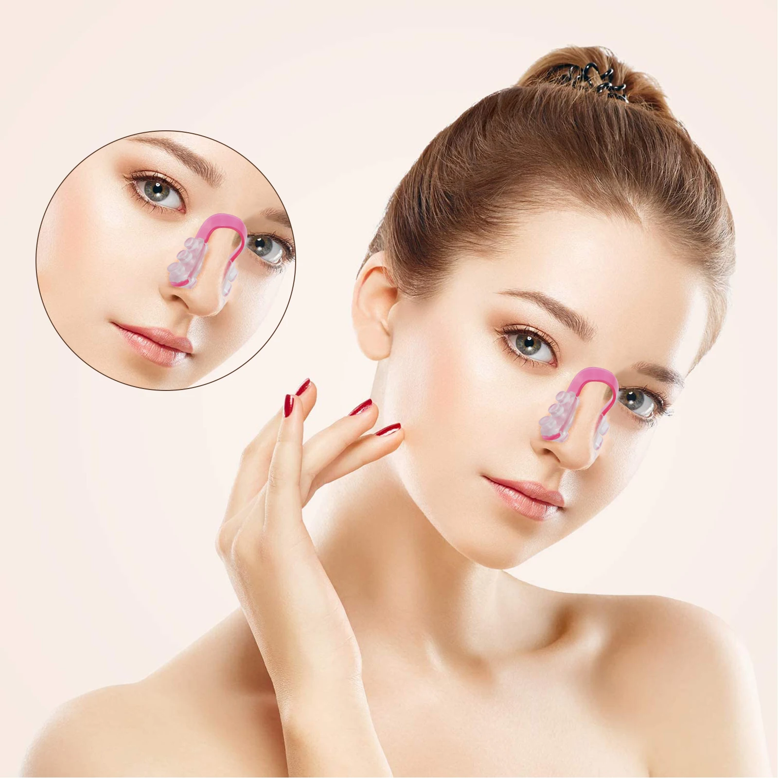 

3pcs Nose Bridge Corrector Massager Shaper Clip For Women Lifting Beauty Tool Straightening Roller Non-Surgical Nose Lift Set