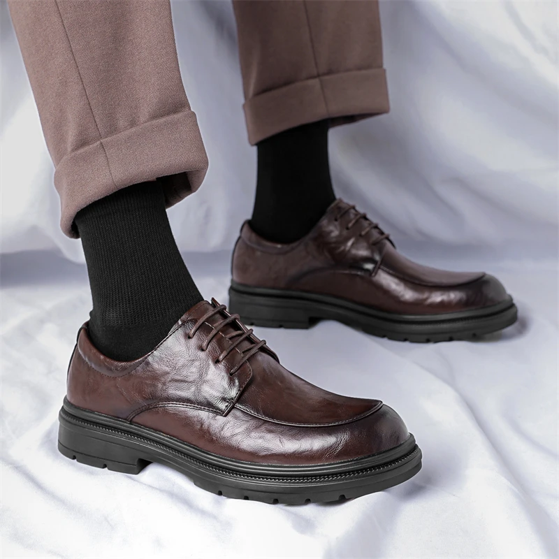 Summer New Men Business Breathable Height Increasing Leisure Commuting High-end Feeling Office  Wedding Fashionable Shoes