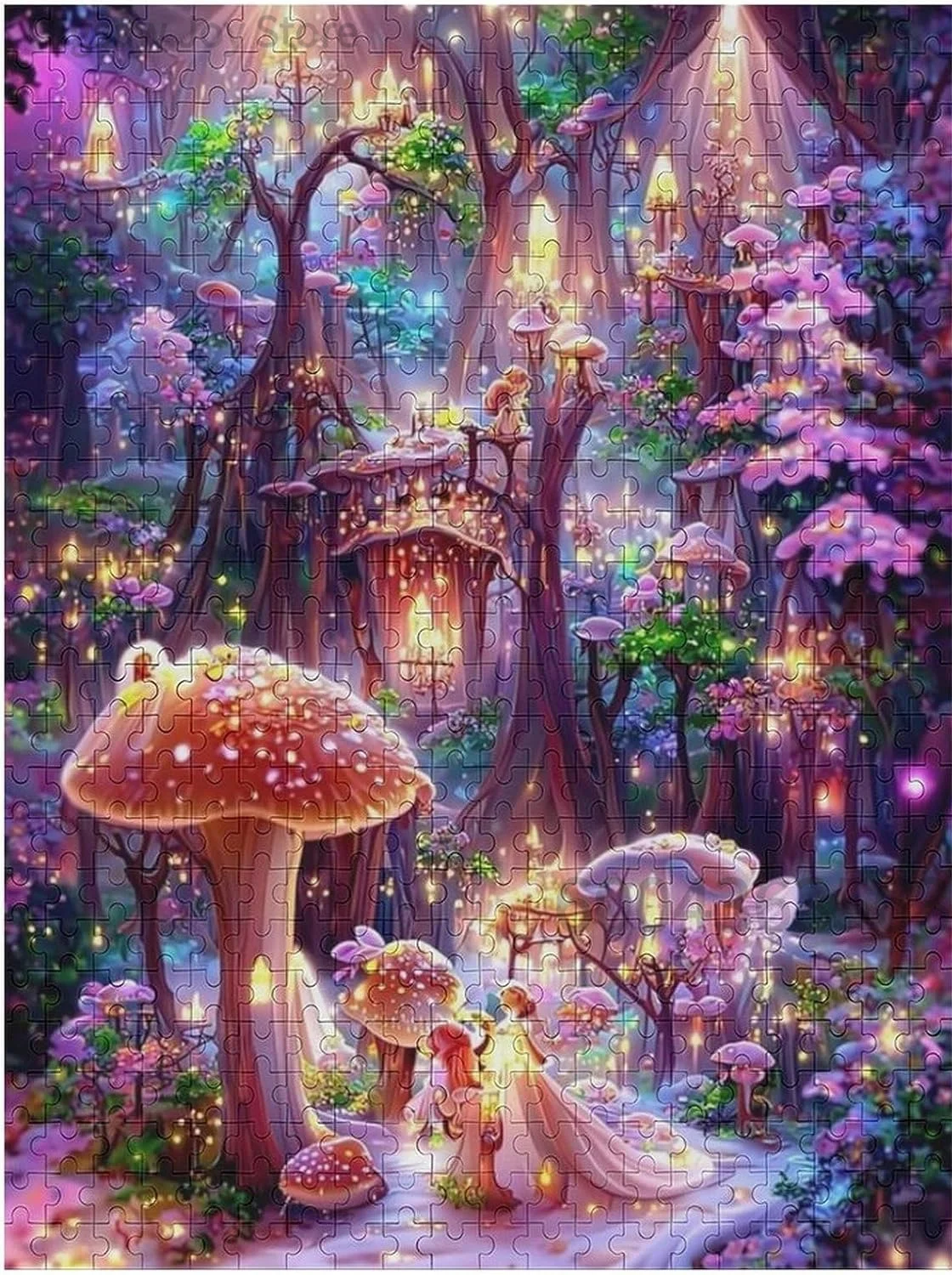 Art Jigsaw Puzzle, Magic Mushroom Fairy Forest, Lazy Cat on Bookshelf, Sunset Sunflower Field, Floral Library Room, 500-2000Pcs