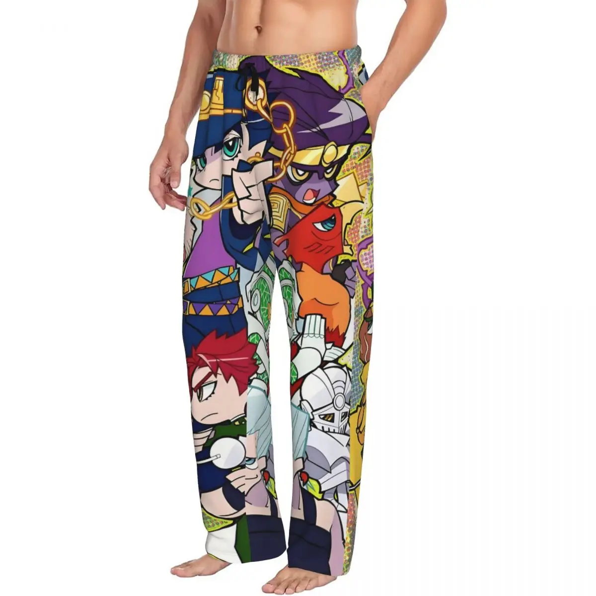 Pantaloni da pigiama anime JoJoes da uomo stampati personalizzati Pantaloni da notte per dormire con tasche