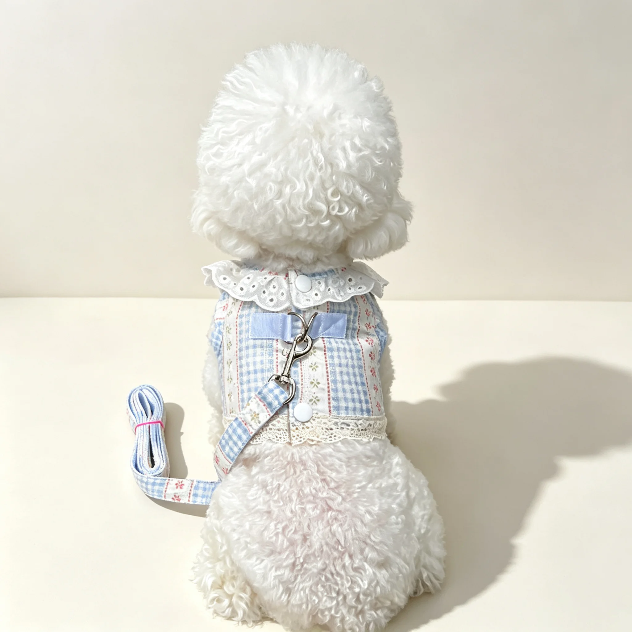 Sweet Lace Dog Harness And Leash Set With Rope Floral Print Breathable Pet Cat Dog Harness Vest Arneses Para Perros Puppy Jacket
