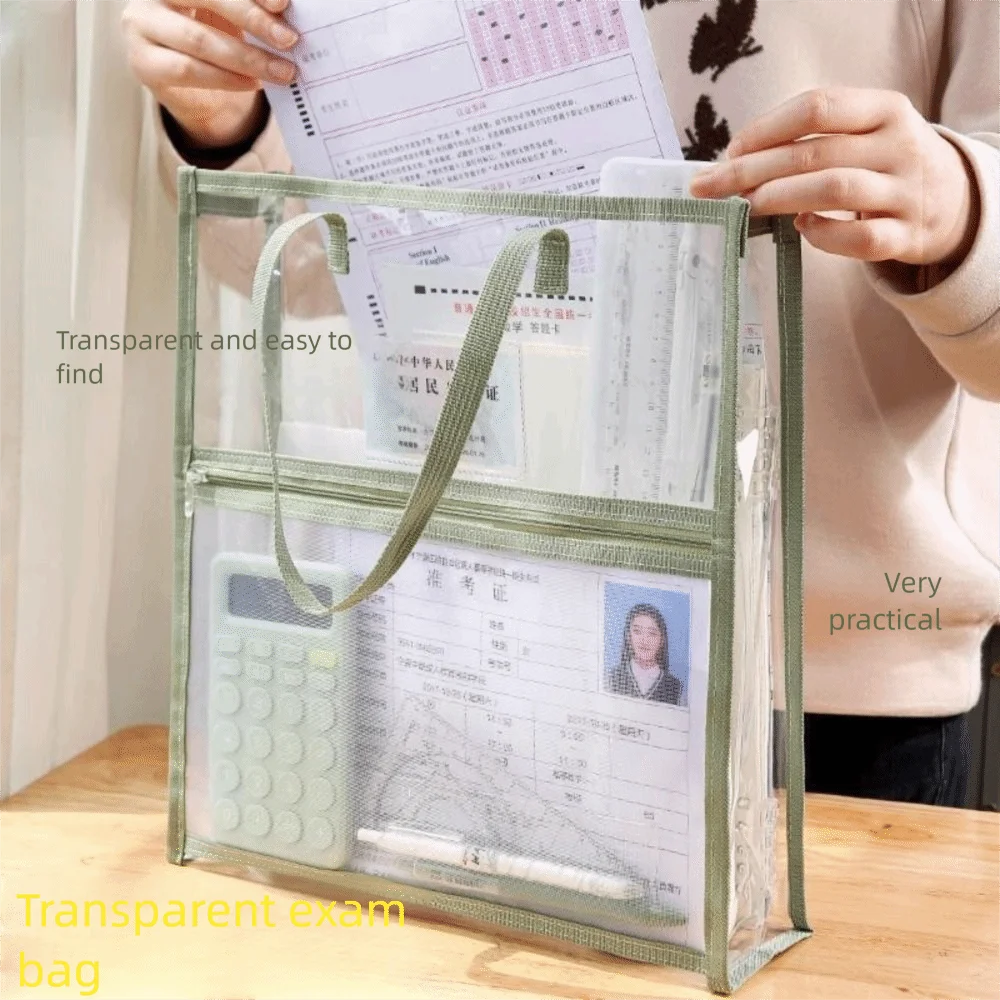 Bolso de documentos de doble capa de Material de PVC, bolso de estudiante impermeable de diseño Simple, transparente de gran capacidad