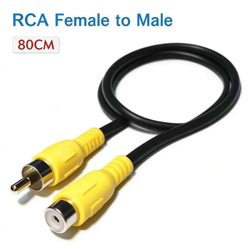 80CM RCA Male to Female Composite AV Video Extension Cable Single Lotus Wire for Set-top Box DVD TV Monitor Video Transmission