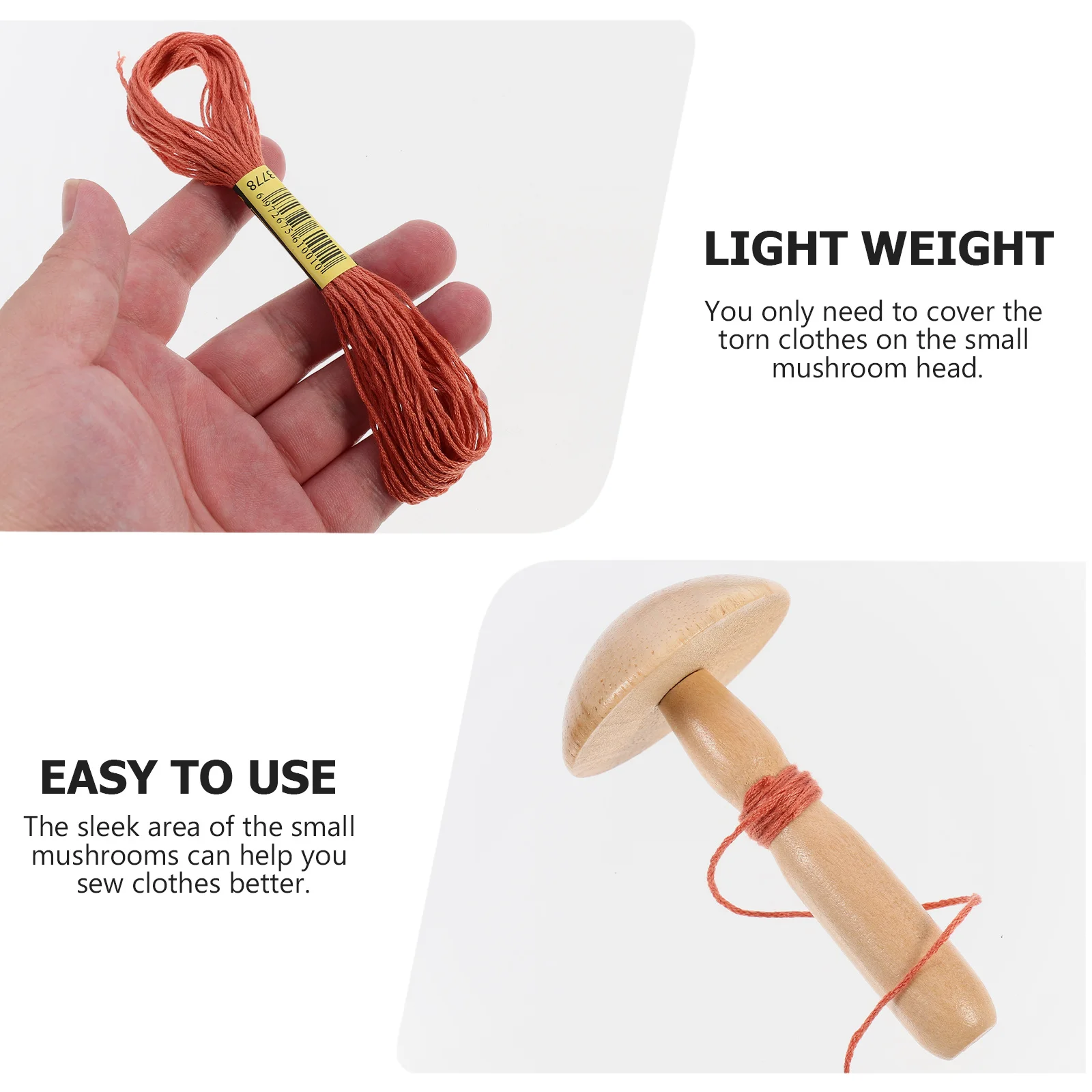 

1 set 1 Set Wooden Mushroom Patching Darning Tool For Socks Stockings Sleeve Repair Lightweight Sewing Thread Tool With Grip
