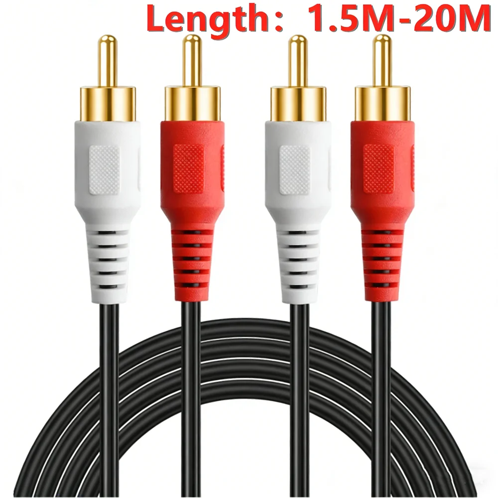 Câble de caisson de basses Audio stéréo 2RCA mâle à 2RCA mâle, cordon RCA double blindé pour Home cinéma HDTV, amplificateur,