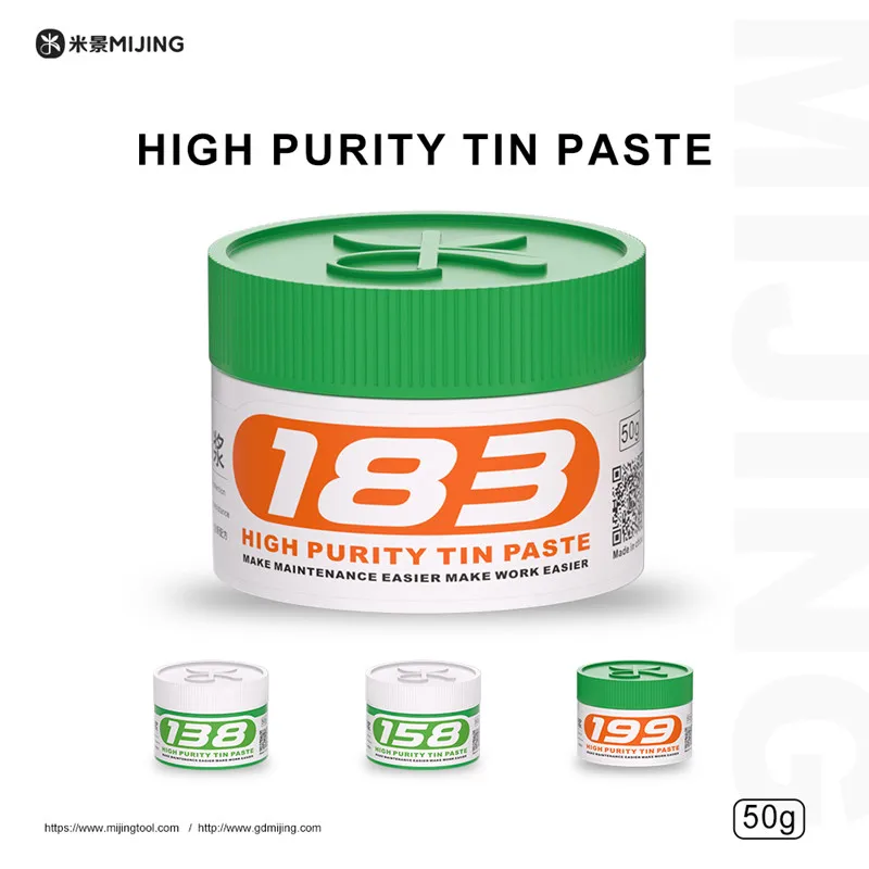 MIJING High Purity Tin Paste for Mobile Phone Maintenance 138/158/183/199℃ Welding Flux for IC CPU BGA SMD Phone Repair