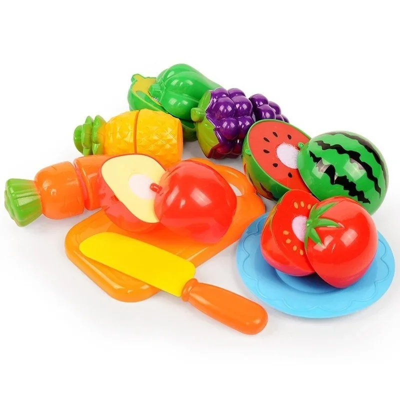 Divertido juego de juguetes pequeños para niños, cocina cortada, frutas y verduras frescas, comida de imitación, aprendizaje, juguetes educativos para edades tempranas