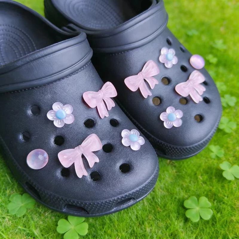 Cute Bow Flower Shoe Charms DIY Ornaments Sweet Accessories for Hole Clog Sandals Gift for Teen Girls Women Party Supplies