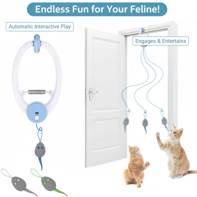 

Cat ABS Colorful Jumping Mouse Teaser Toy Electric Toy Ins Automatic Door Hanging Interactive Pet Toy With Suction Clip Gift New
