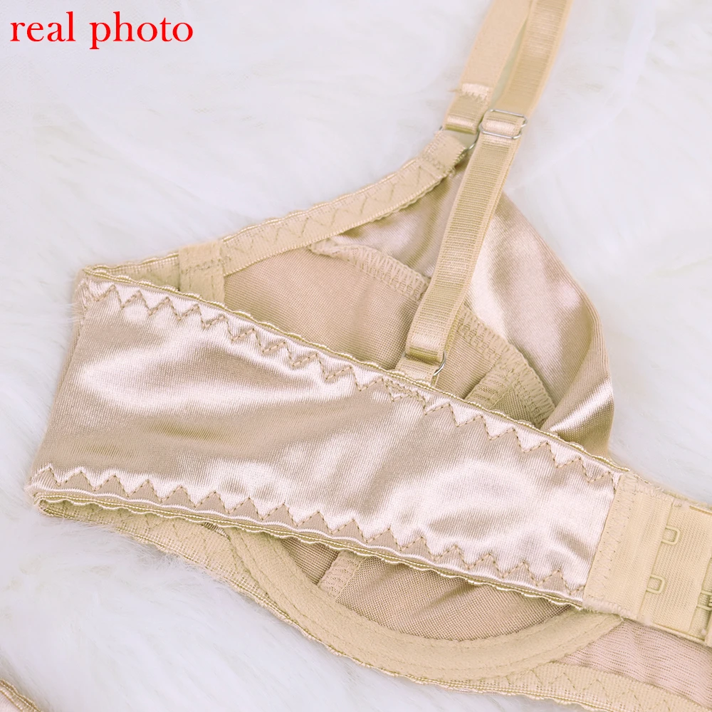 Ellolace Silk Underwear Sexy Lingerie For Fine Women Seamless Bra Set Desire Hot Girl Bilizna Erotic Costume Intimate Champagne