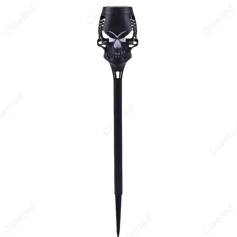 Creative New LED Solar Skull Simulation Flame Light Courtyard Garden Lawn Plug-in Landscape Light Atmosphere Decoration Lighting