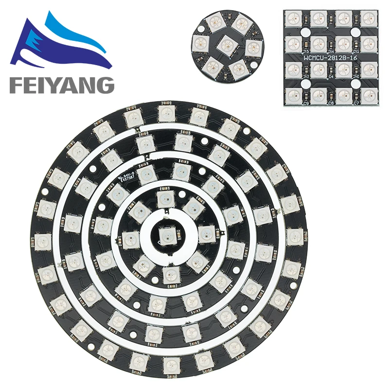 SAMIROB RGB LED Ring 1Bit 8Bit 12Bit 16Bit 24Bit WS2812 5050 RGB LED + Integrierter Treiber RGB LED Controller Modul für Arduinos