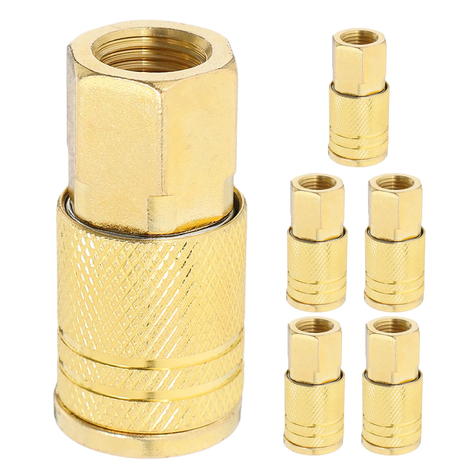6pcs 1/4 Npt Air Compressor Quick Connector Coupler Female Air Hose Fittings For Industrial Home Use Push To Connect Threaded