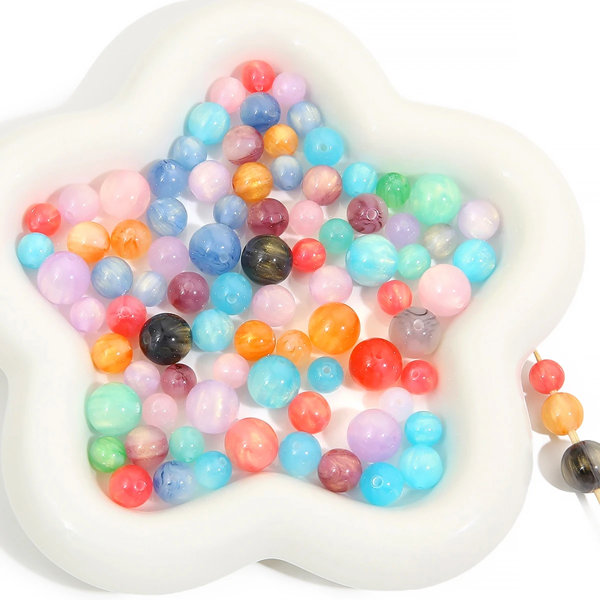 20-50pcs resin quicksand gold starry sky imitation cat eye beads, round beads, DIY handmade bracelet necklace accessories