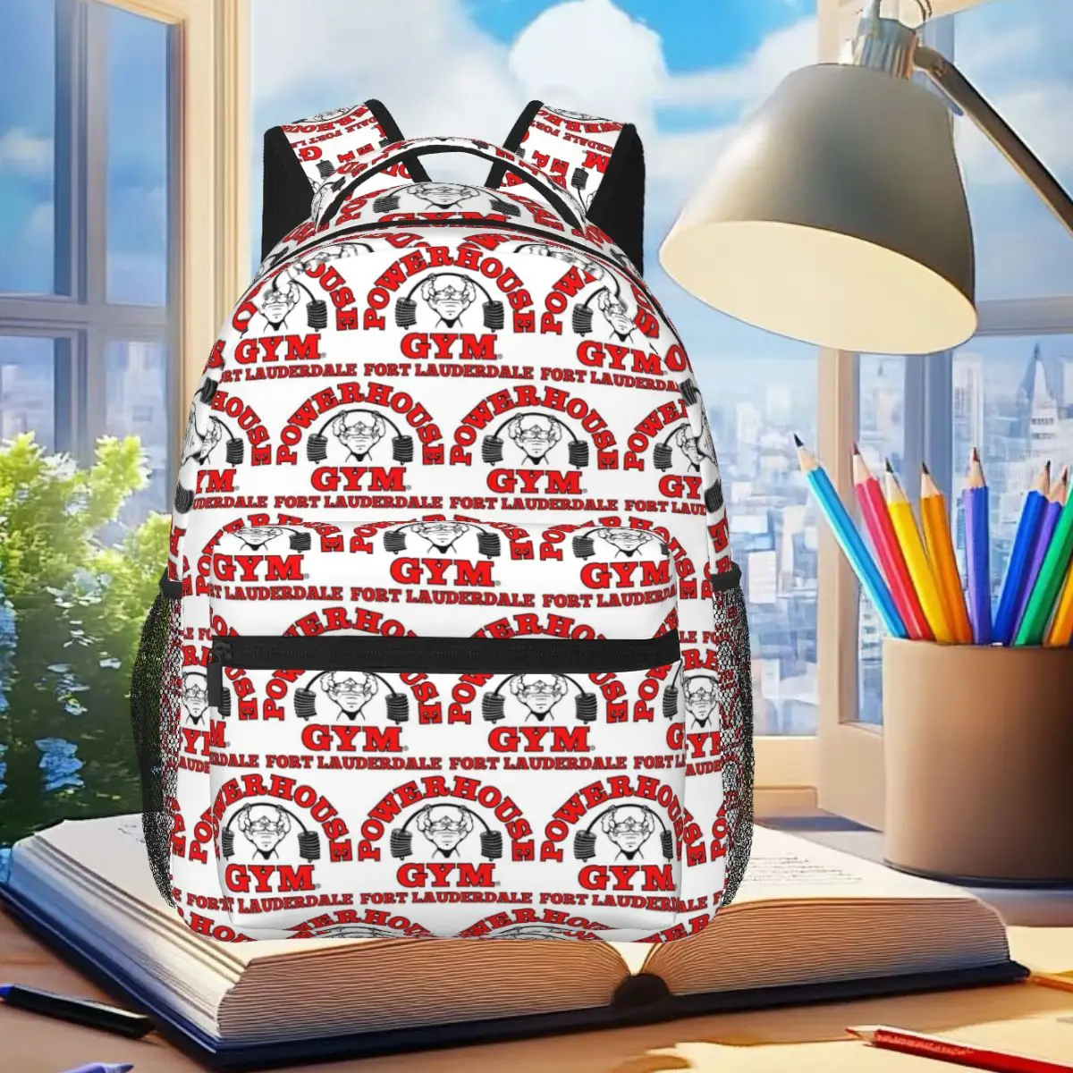 

Powerhouse Gym Weightlifting Printed Backpack Student Boys Girls BookBag Kids School Bag Laptop Shoulder Bags for Men Women