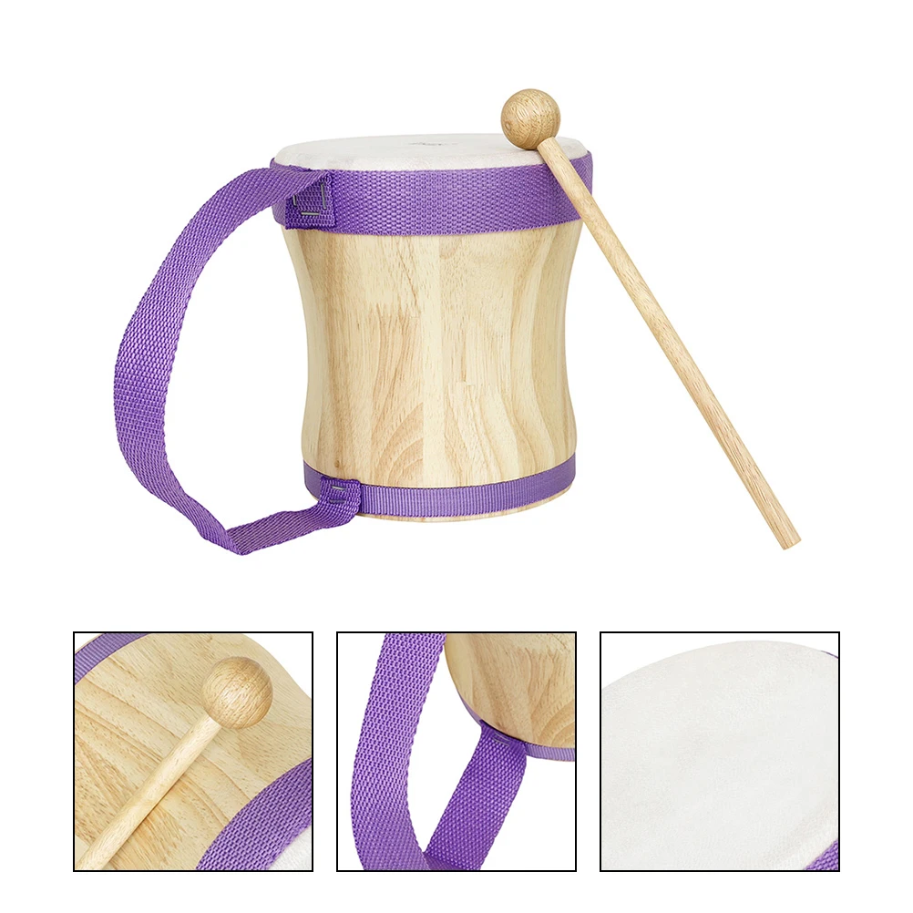 

Funny Hand Percussion Instrument Wood Sheepskin Drum With Mallet Clear Sound Rhythm Musical Instrument Educational Drum