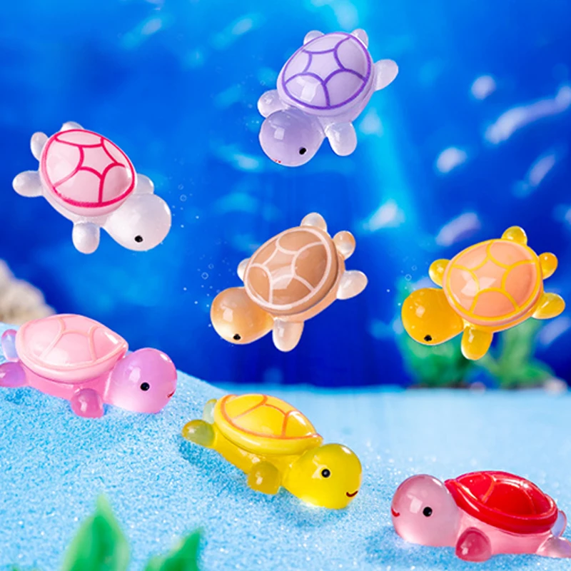 Resina Luminous Cartoon Turtle Ornament, Aquarium Fish Tank Miniature, Desktop DIY, Acessórios de Decoração, Presentes Bonitos