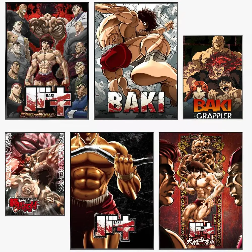 Japanisches Anime B-Baki H-Hanma Poster HD Art Sticky Wall Wasserdicht Zuhause Wohnzimmer Schlafzimmer Bar Ästhetische Dekoration