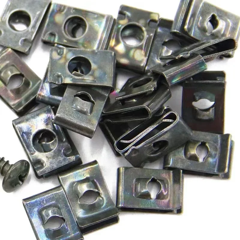 10/200pcs Auto Metal Screw Fasteners U-Type Clip with Screw Rustproof Fender BumperBuckle Iron Sheet Screw Корпус Для Компьютера