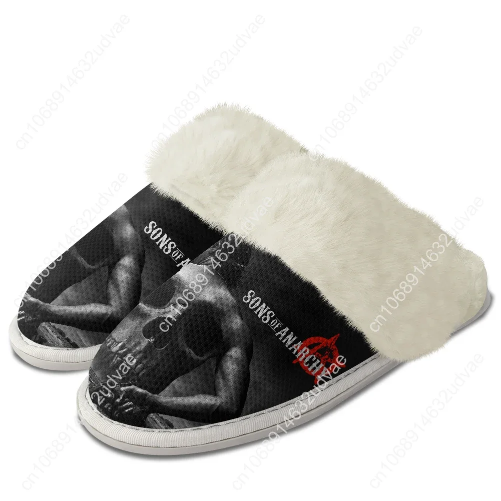 Kapcie Sons Of Anarchy SOA Pluszowe Ciepłe Buty Męskie Damskie Domowe Bawełniane Do Sypialni Personalizowane Termiczne Lekkie Kapcie DIY