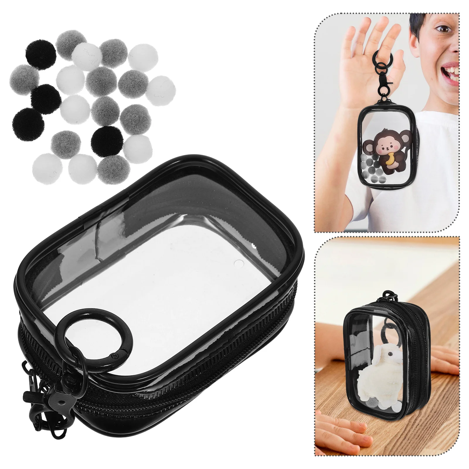 

PVC Transparent Display Bag Charm Organizer Case for Figurines Collectibles Keychains Hangable Storage Container