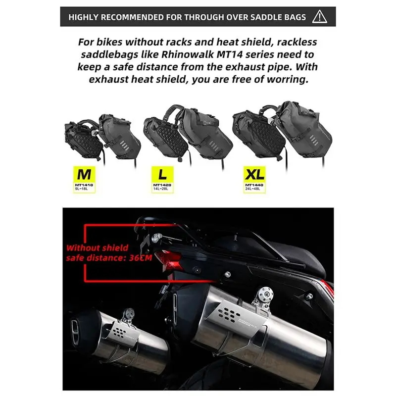 ABJV Rhinowalk دراجة نارية العادم الأنابيب حامي الحرارة درع غطاء العالمي مكافحة السمط غطاء الملحقات #3