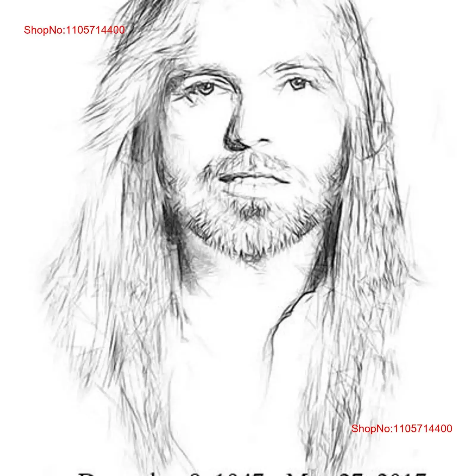 Gregg Allman Drawing T Shirt with dates vintage Washed graphic fashion homme Comfortable Stretched Versatile Unisex streetwear